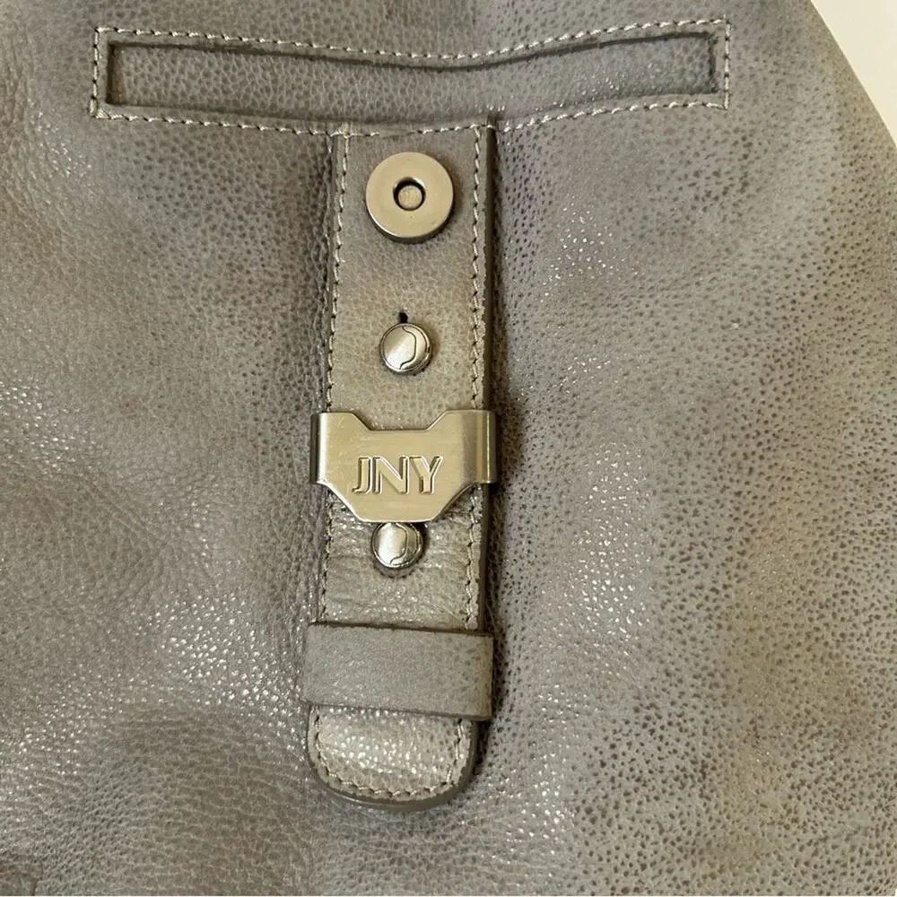 Vintage 90s Jones NY Triangle Leather Backpack Rock Stone Gray Convertible Bag